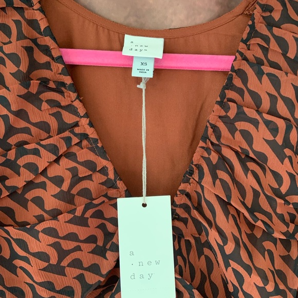 A New Day Brown Women’s BodyconGeometric Print Ruched Dress - Picture 5 of 10